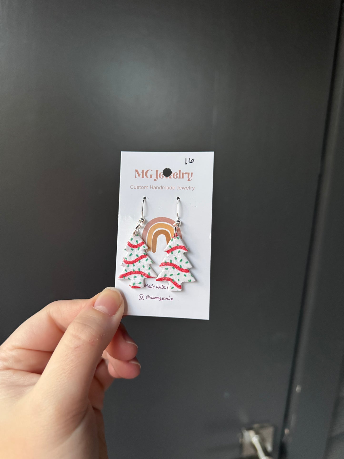 Little Debbie Christmas tree earrings