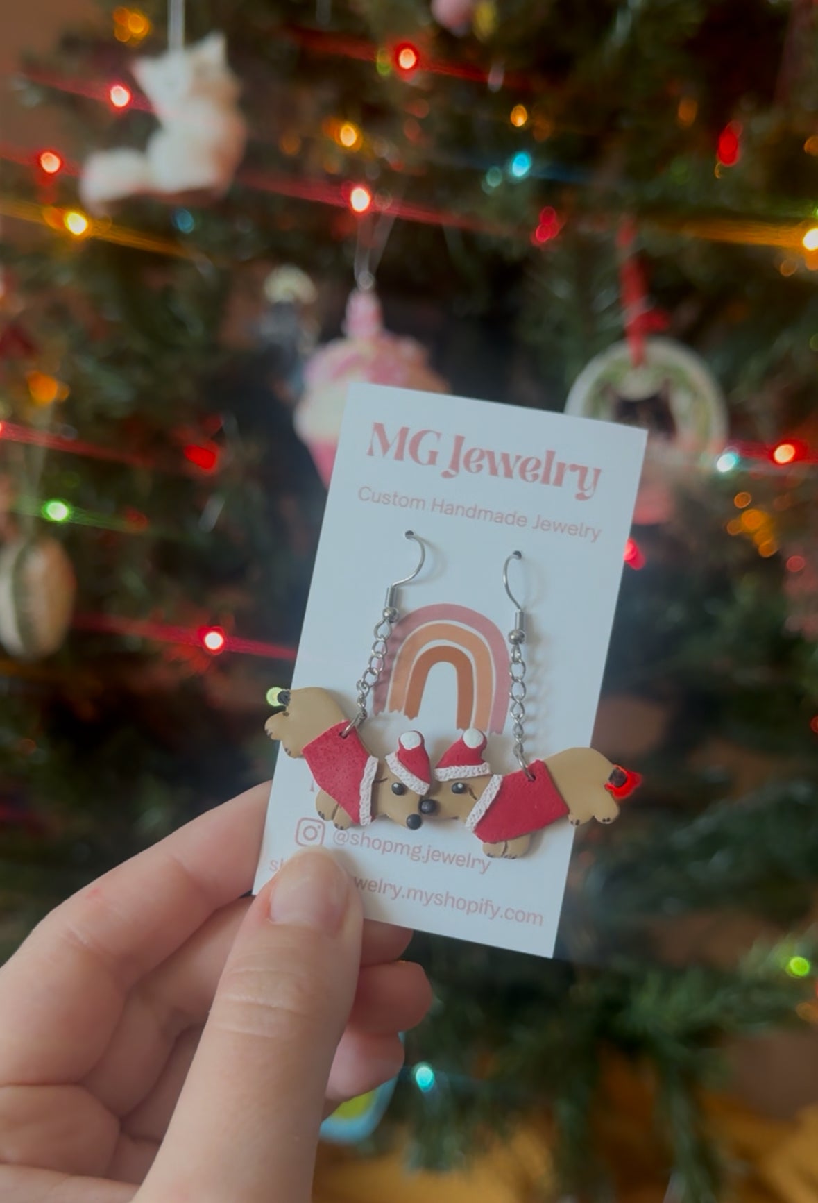 Holiday Dachshund Earrings