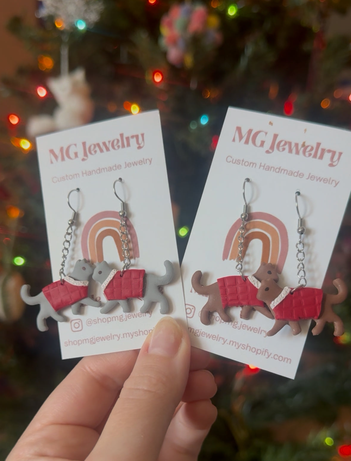 Cat in Sweater Earrings