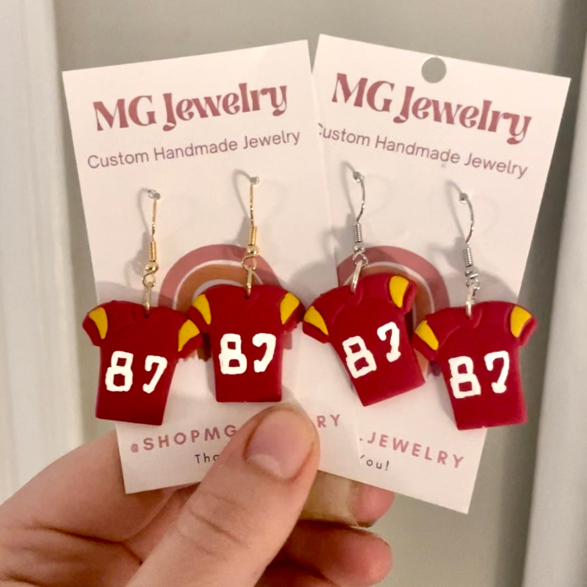 87 Red Jersey Earrings