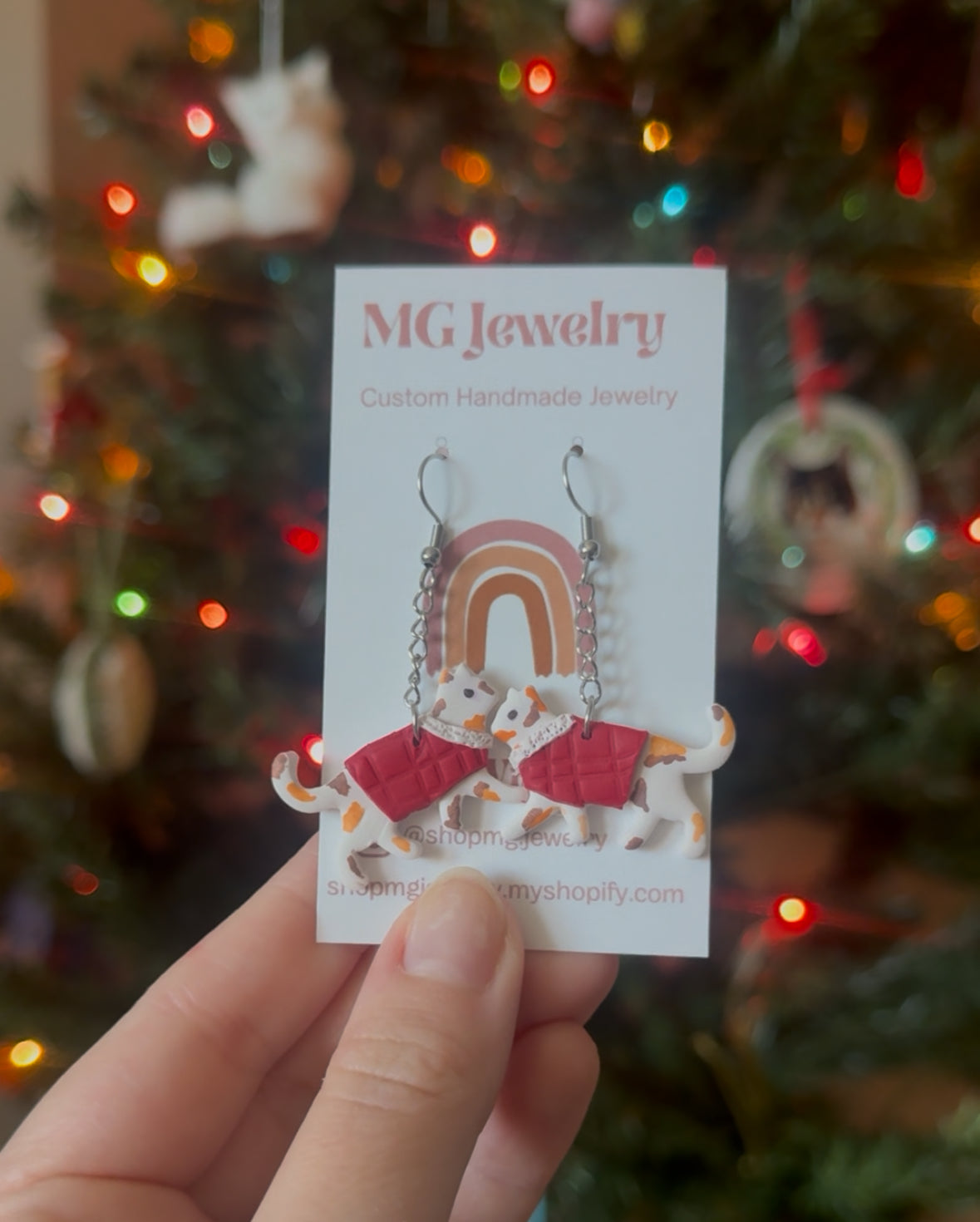 Cat in Sweater Earrings