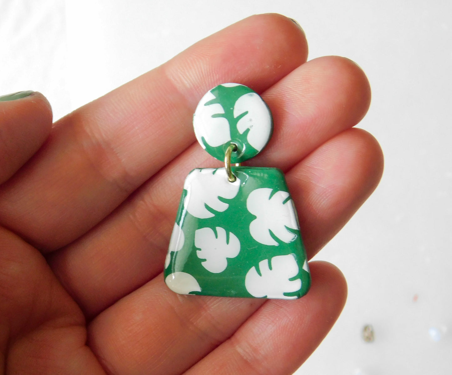 Monstera Print Earrings