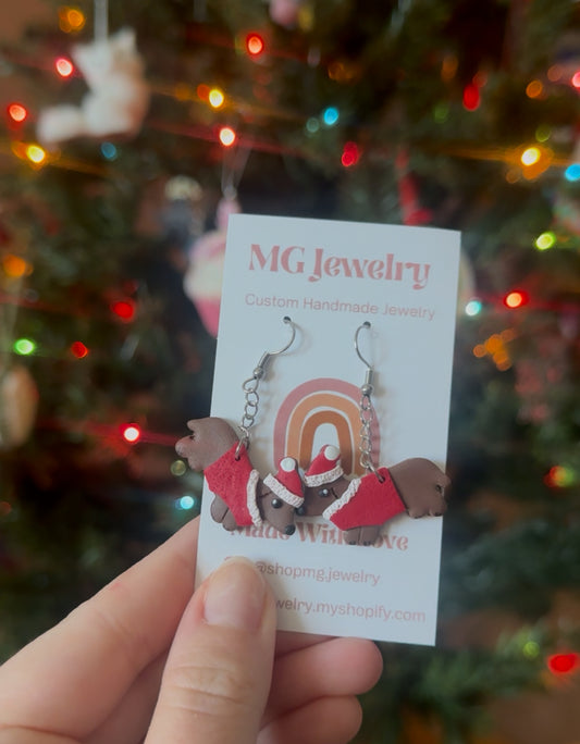 Holiday Dachshund Earrings