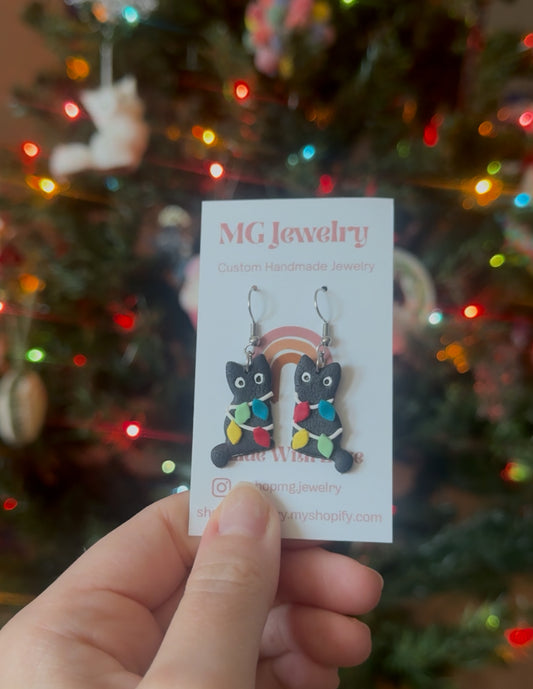 String Light Cat Earrings